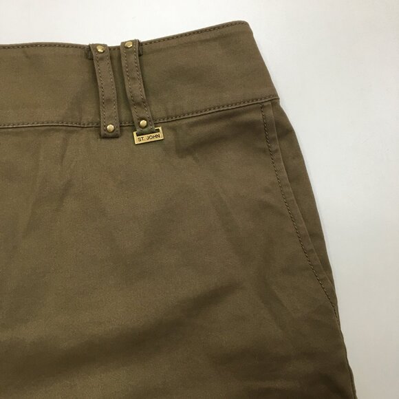 ST JOHN Sport  Khaki/Brown Logo Hardware Chinos Jeans Pant - Picture 5 of 16